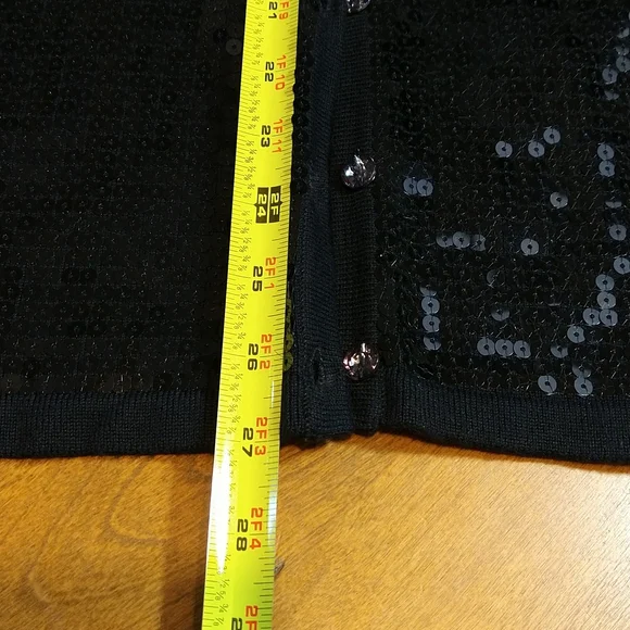 The Quacker Factory Sequin Sweater Cardigan Button Medium M Shiny EUC - Picture 9 of 13